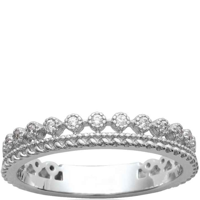 Bague - Argent 925/1000 rhodié & oxyde de zirconium