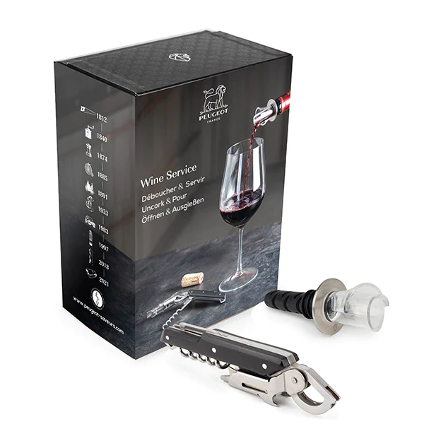 Coffret Wine Service - tire-bouchon Clavelin noir + bec verseur Arum P