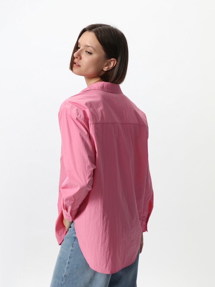Camisa oversized de manga comprida - Rosa claro