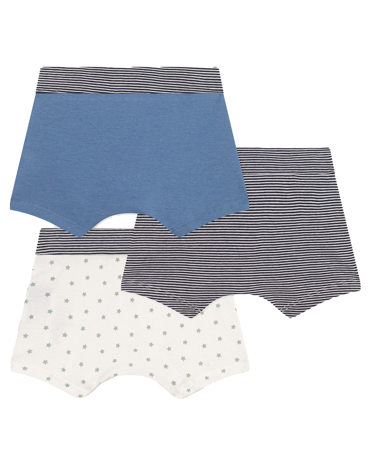 Boxershorts STARS 3er Pack in weiß/grau/blau