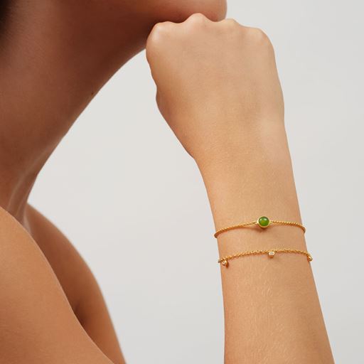Julie Sandlau Primini Armbånd, Gold/Moss Green, 16,5-18 cm