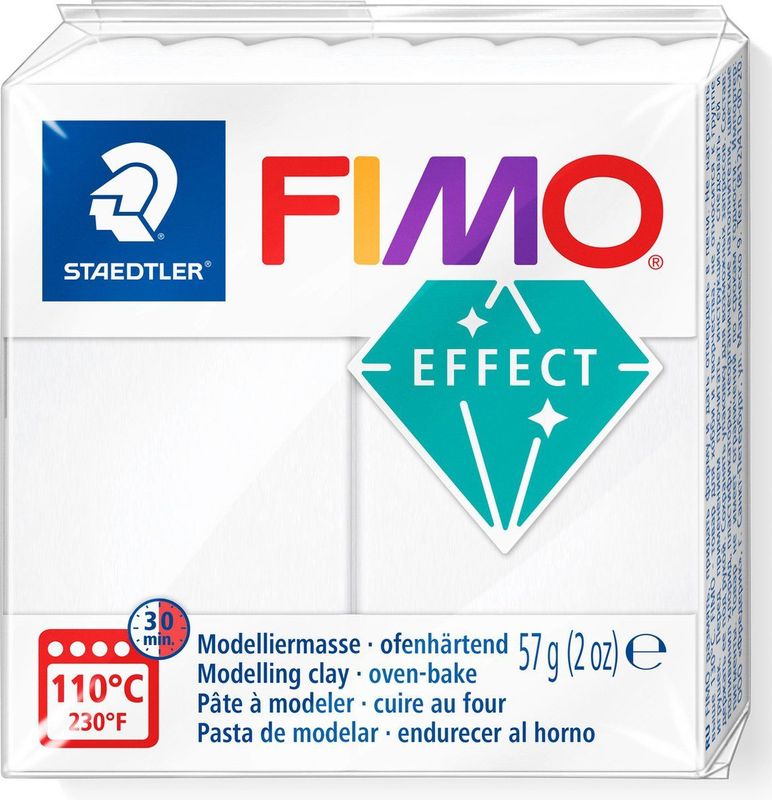 FIMO effect - ovenhardende boetseerklei standaard blokje 57 g - transparant wit