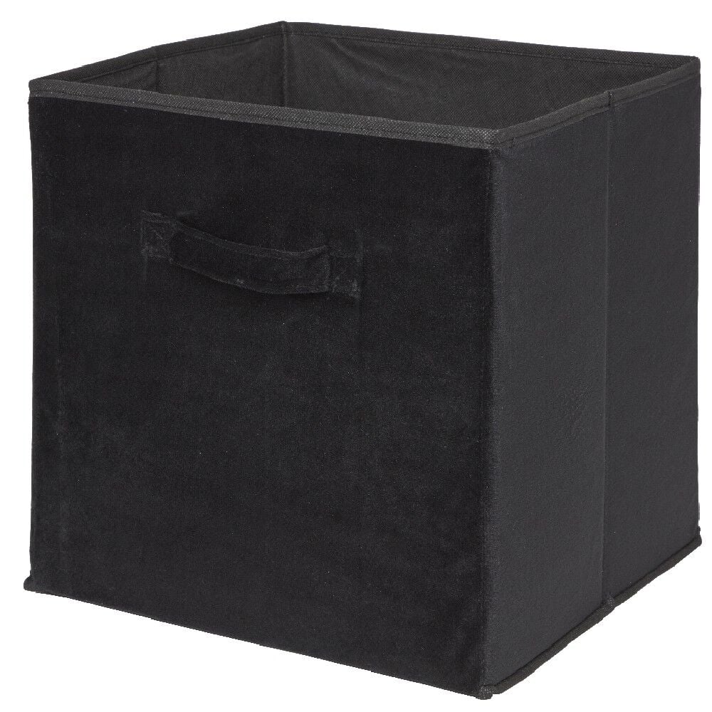 Panière Box Cube effet velours 31x29x31cm noir