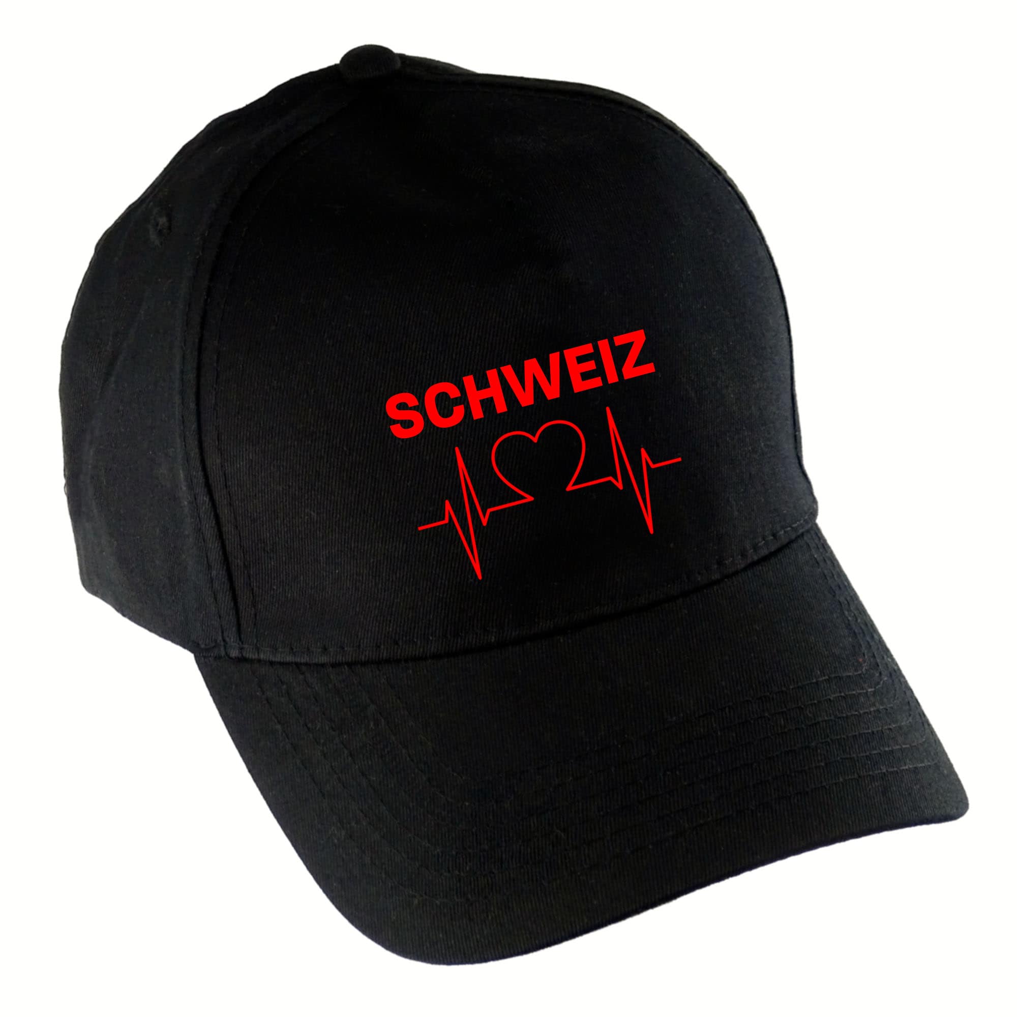 multifanshop® Baseballcap - Schweiz - Herzschlag - Druck rot