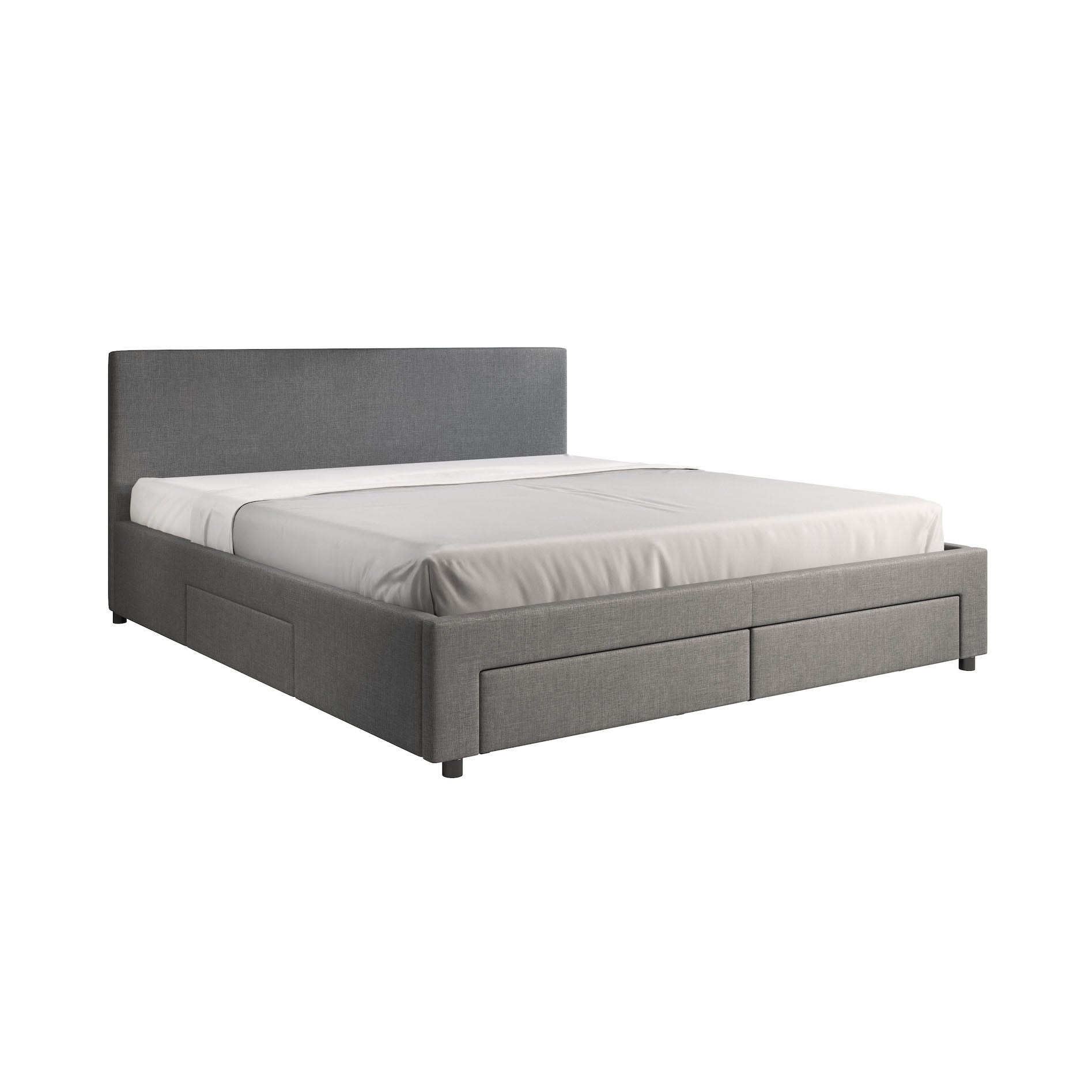 Suente - Tweepersoonsbed met 4 lades - Stof grijs - 180x200 cm