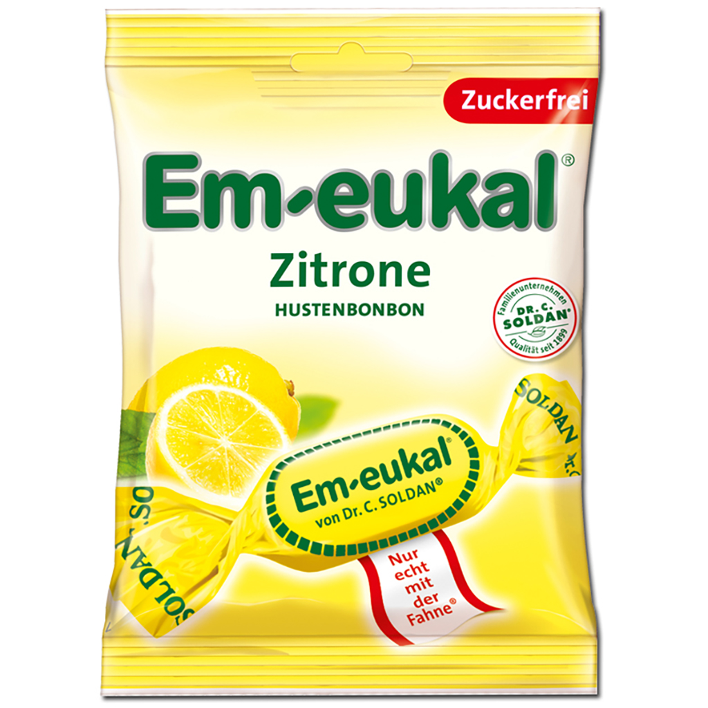 Em-eukal Zitrone Hustenbonbon Zuckerfrei 75g MHD:30.7.27