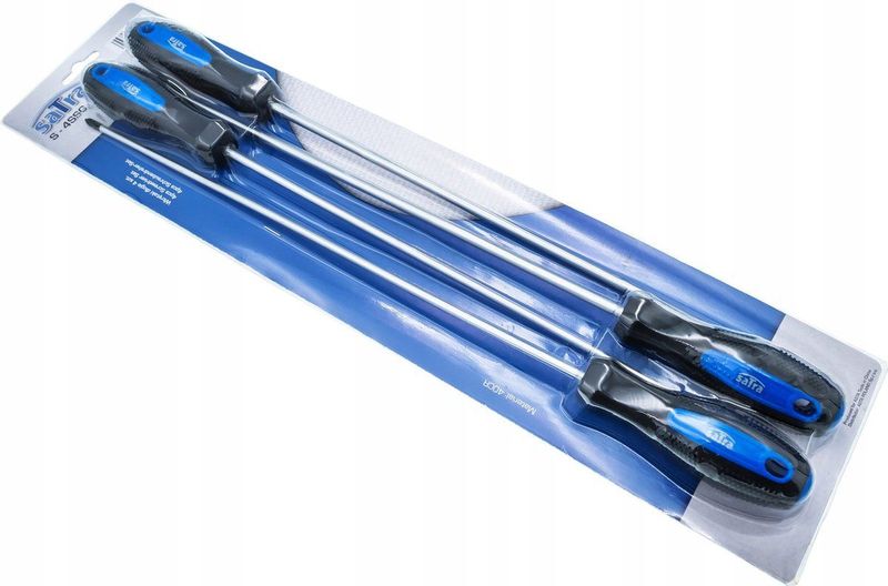Satra - Extra Lange Schroevendraaier Set - 4 dlg - Kleur Blauw - Materiaal Chroom Vanadium