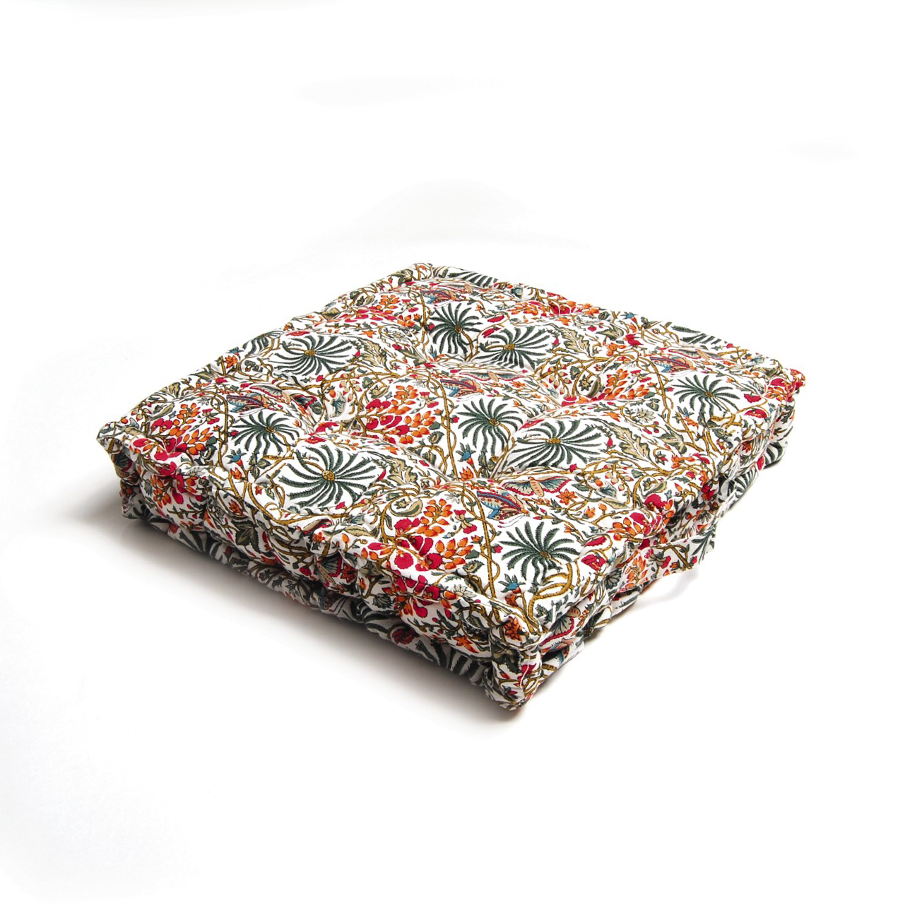 Sitzkissen 'Shalin', rot, grün, L 40 cm, B 40 cm, H 10 cm von fischer's lagerhaus