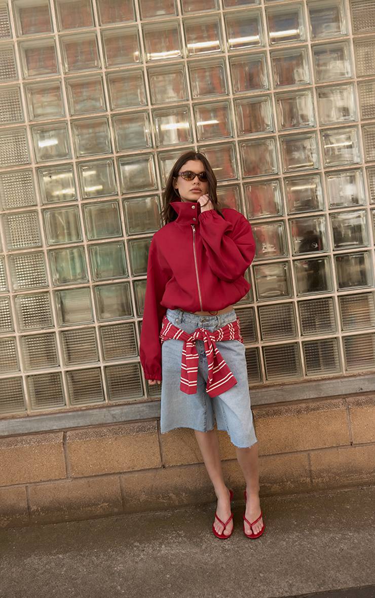 Bleu Clair Jorts En Denim Long Taille Basse