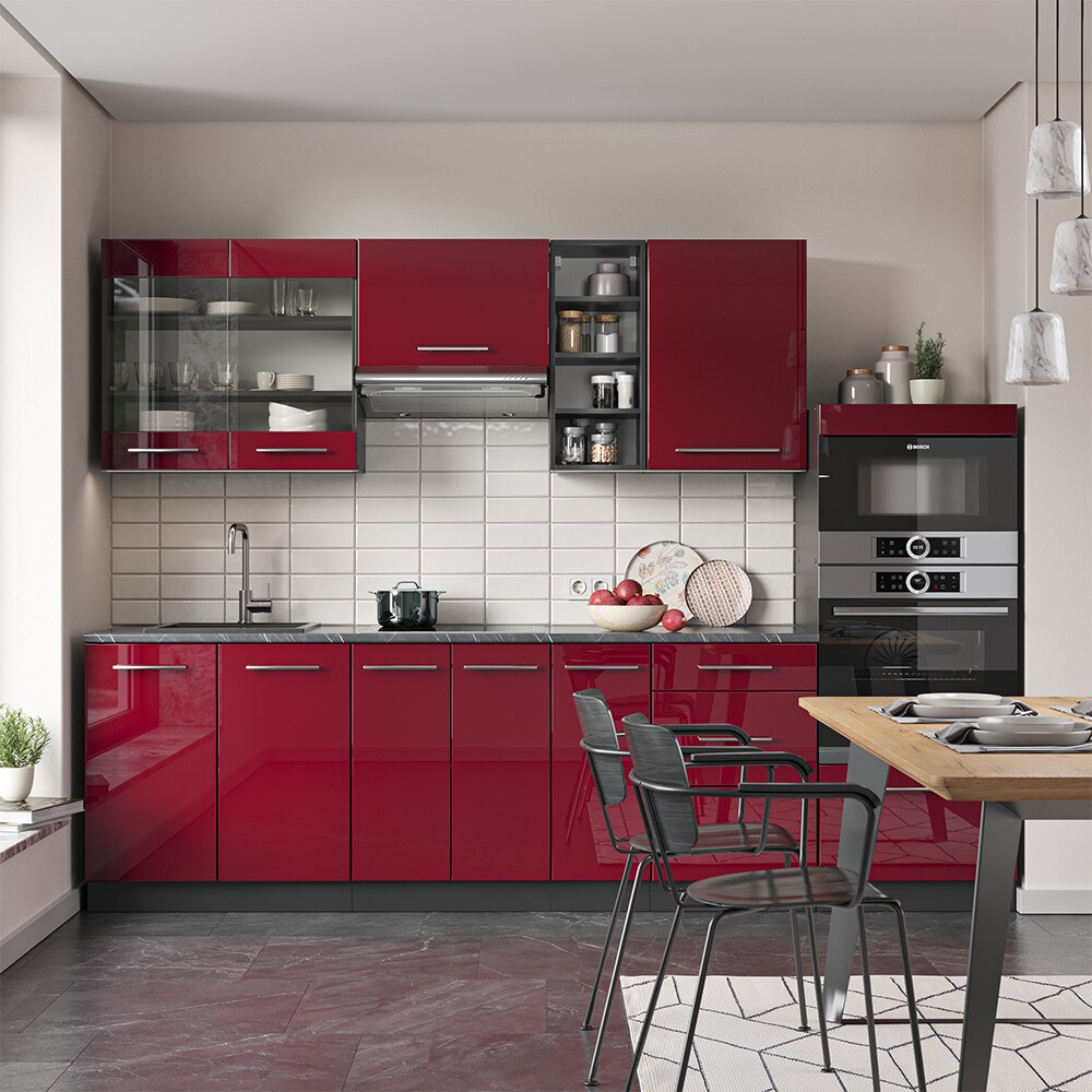 Vicco Küchenzeile Küchenblock Einbauküche 280cm Fame-Line Weiß Hochglanz