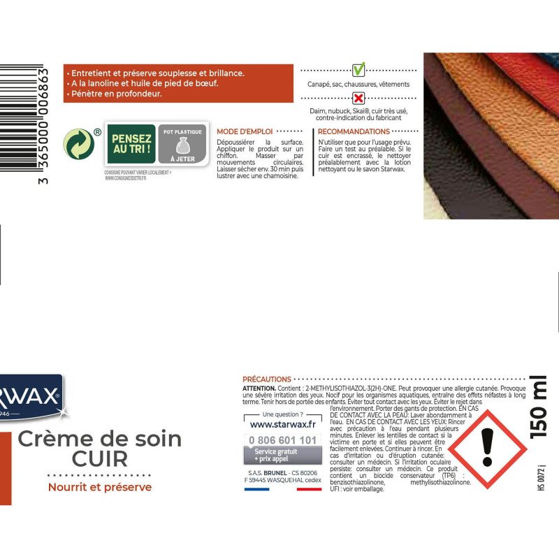 Crème de soin pour le cuir - incolore - 150 mL