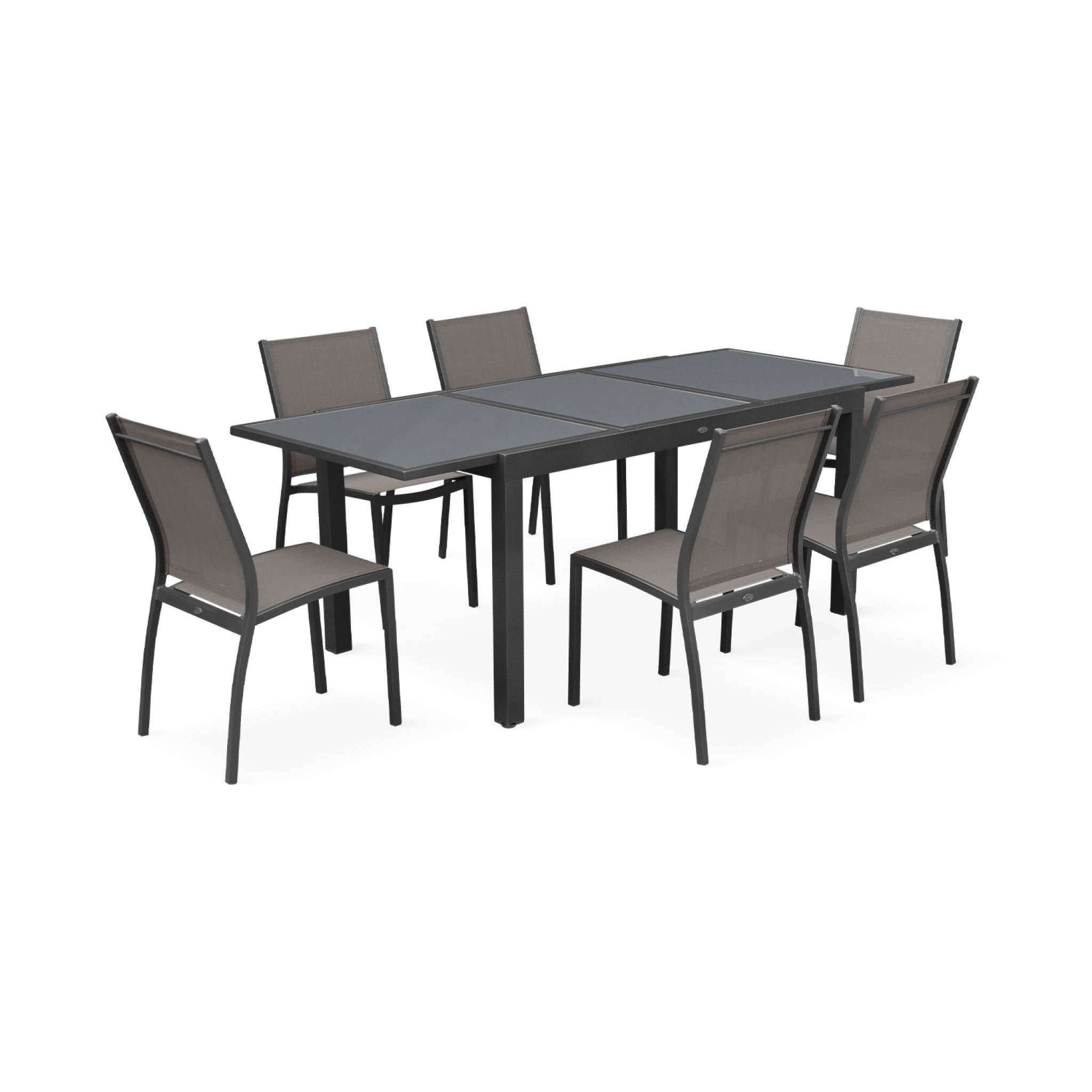 sweeek - Aluminium tuinset 6 plaatsen uitschuifbaar