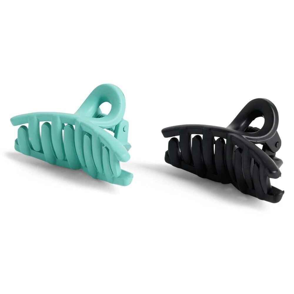 Lot de 2 mini pinces à cheveux uni bleu et uni noir
