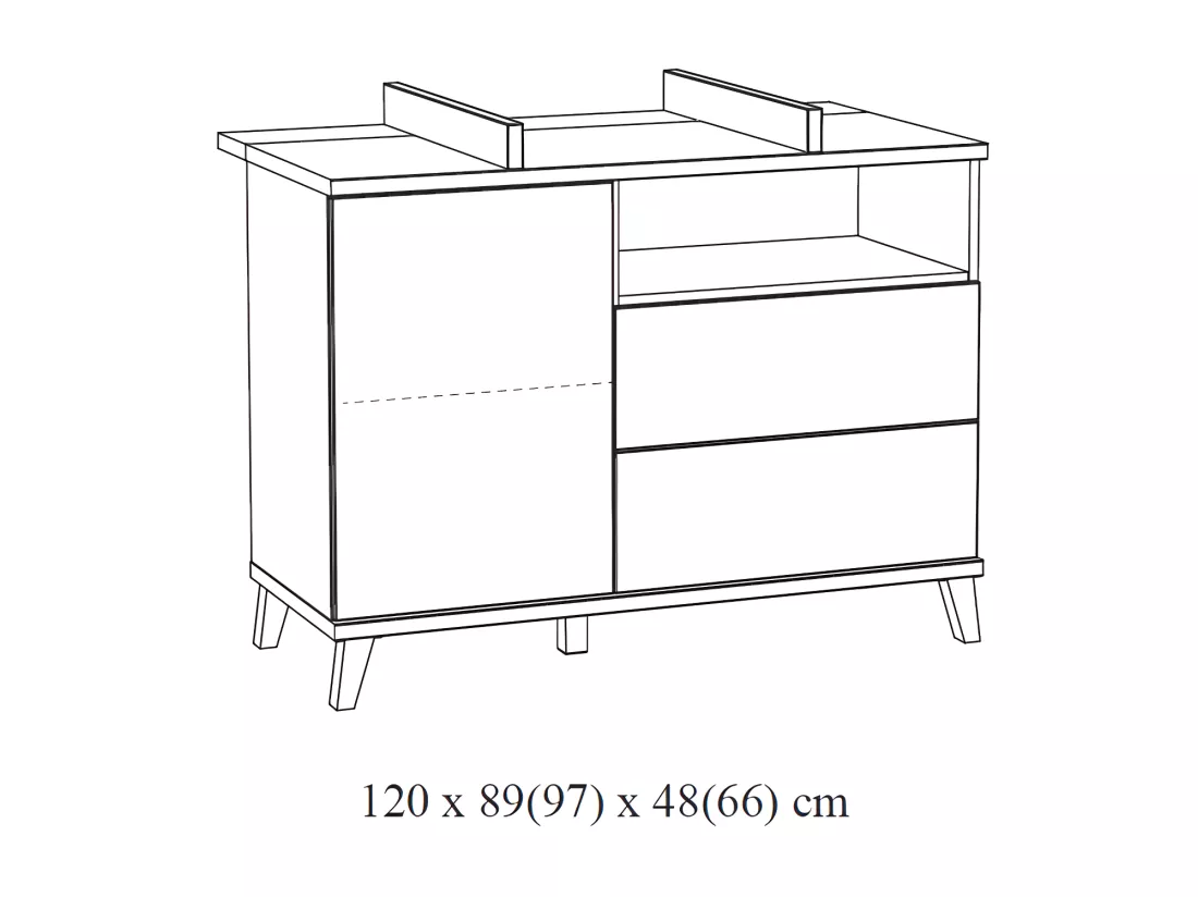 Commode bébé robuste avec table à langer intégrée coloris chêne River OAK collection LOUISE.