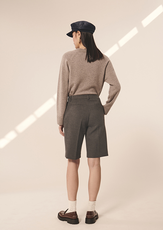 Short Safiagris en toile tailleur