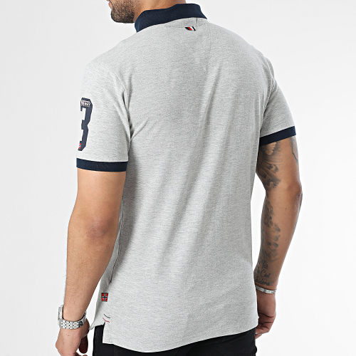 Polo Manches Courtes Gris Chiné