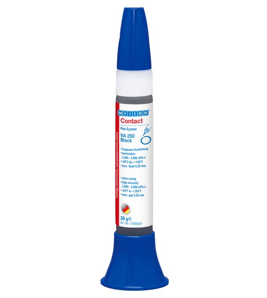 WEICON VA 250 Zwarte cyanoacrylaatlijm | Hoge viscositeitssecondelijm, rubbergevuld | 30 g