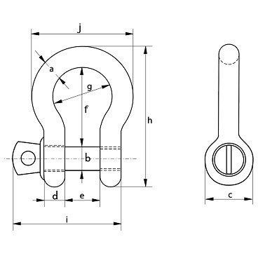 Innox shackle-sluiting, greenpin met borstbout 3.25T