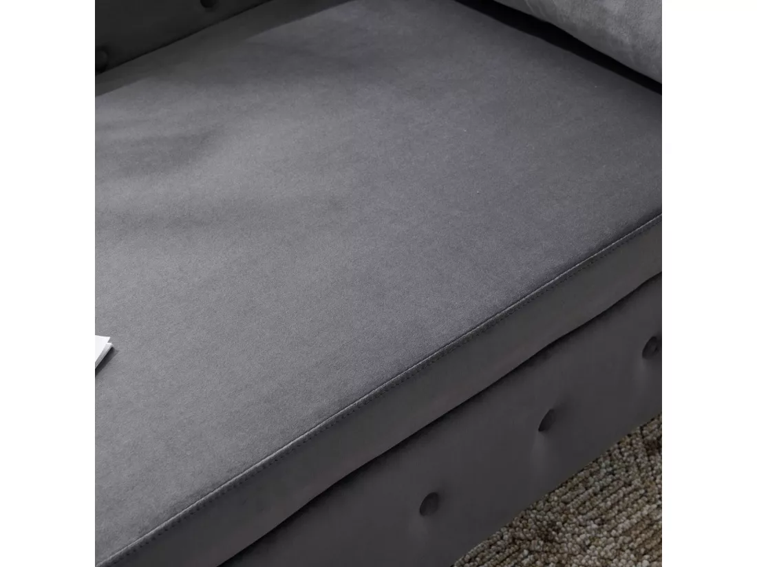 Méridienne droite en velours gris, avec oreiller et rangement, pour le salon chambre bureau, 144x62x69cm