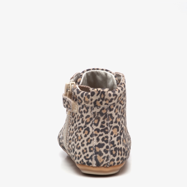 Groot leren babyschoenen met luipaardprint