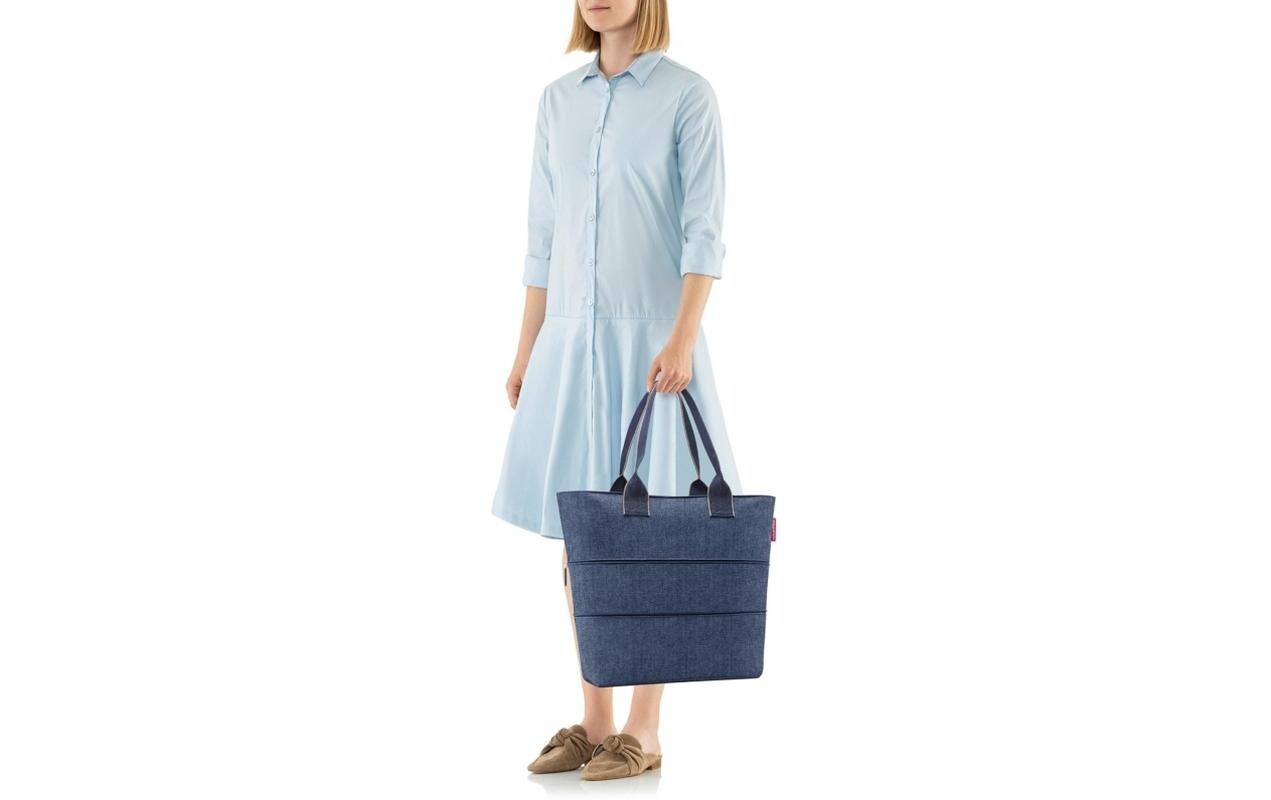 Tasche Shopper e1 Herringbone Dark BlueSchultertasche mit mittigem Reissverschluss
