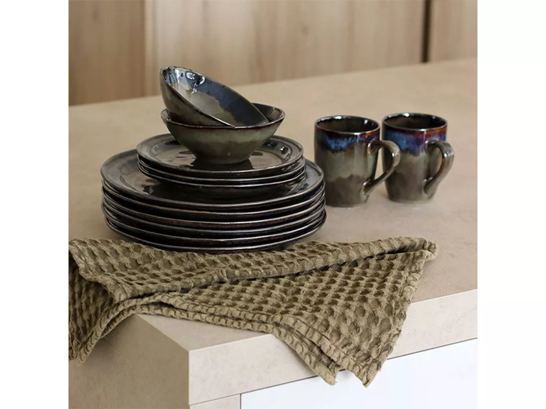 Ogo Living - Lot 6 Assiettes Coupes Certaldo 15cm En Gres Marron
