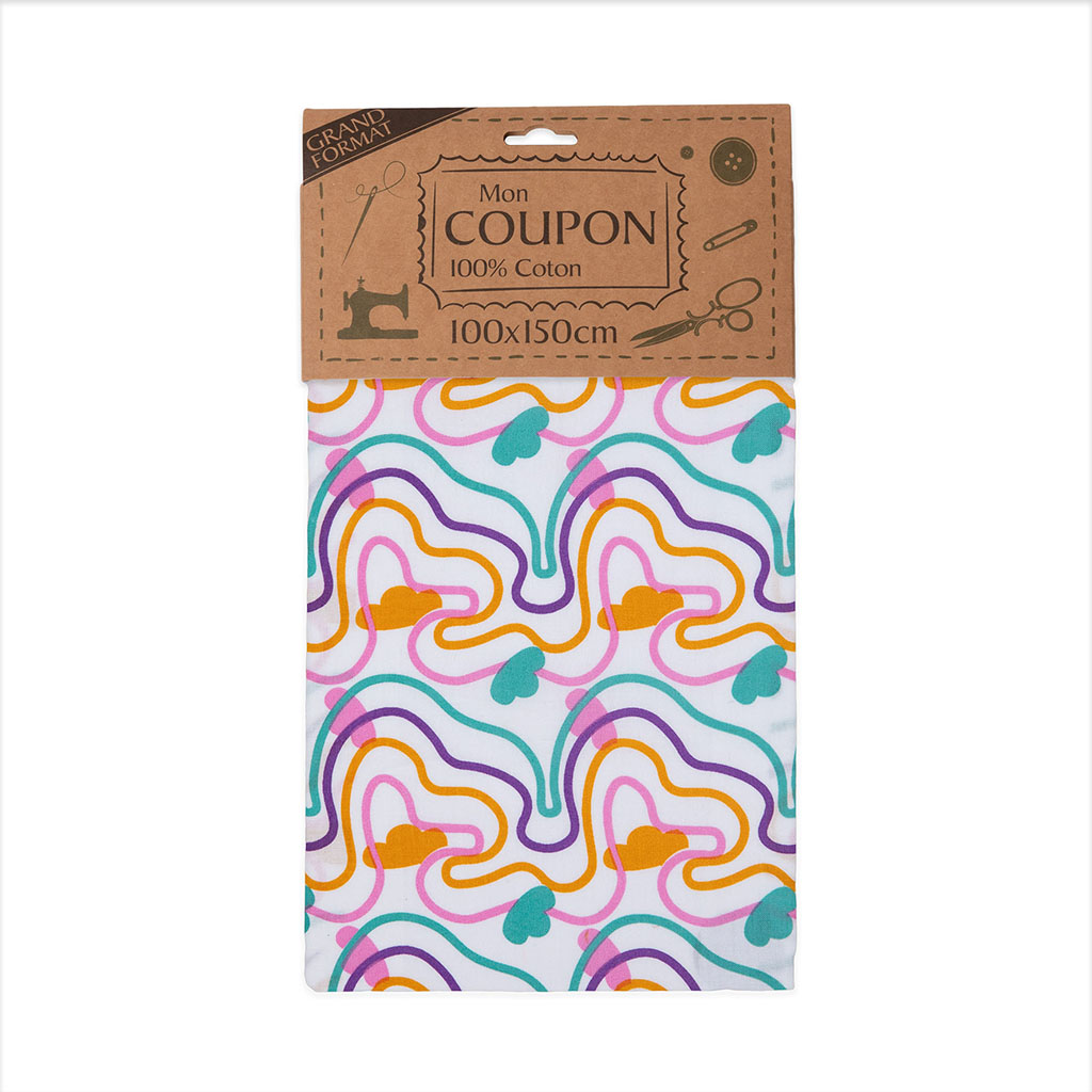 Coupon tissu arc en ciel 100x150cm
