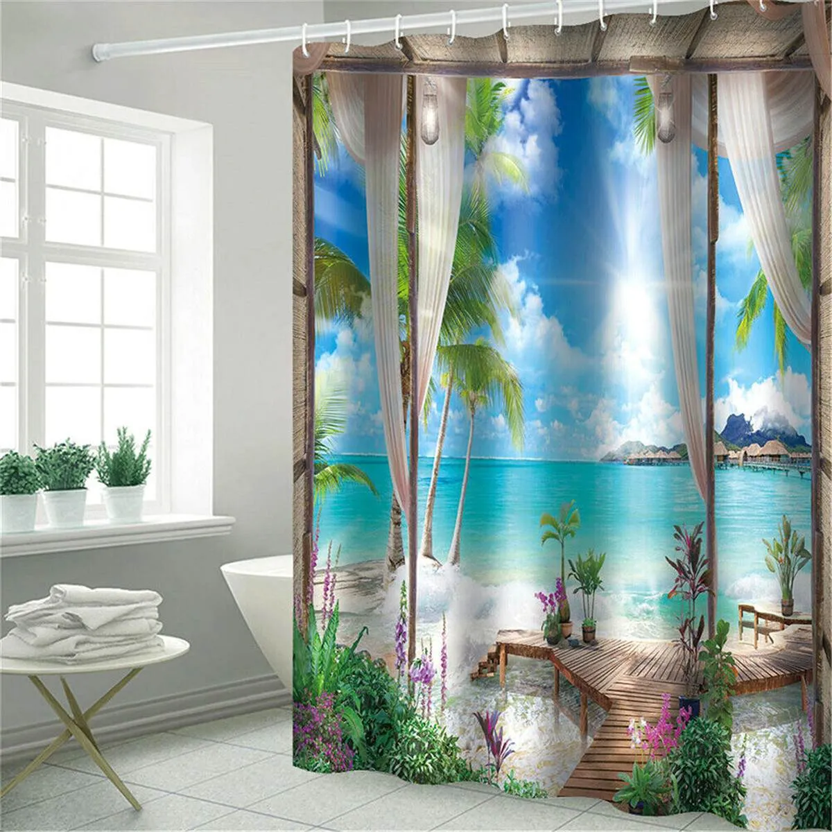 Universal Rideau de douche Sunny Beach 3D
