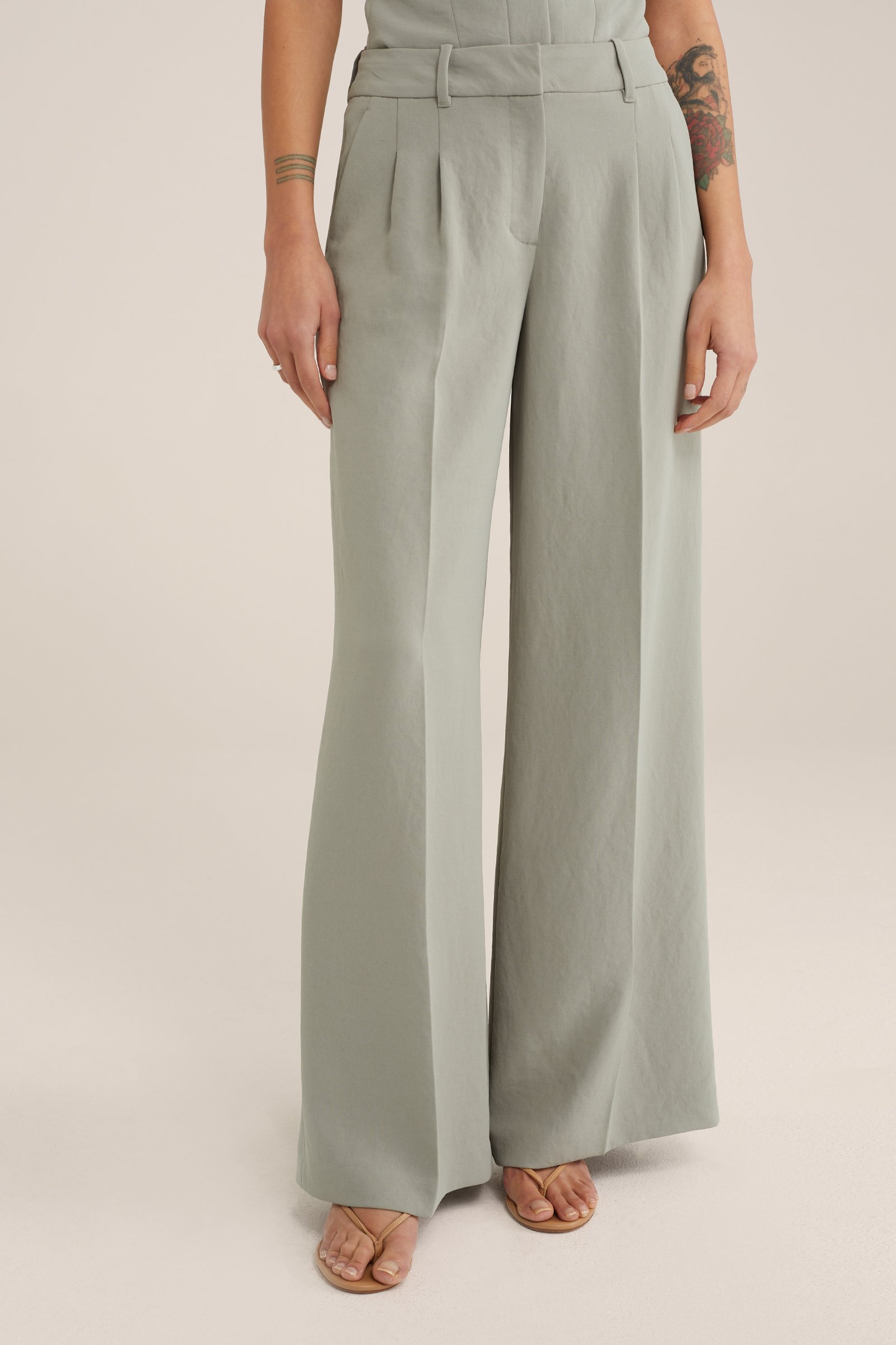 wide leg broek WE Studio Pastelgroen