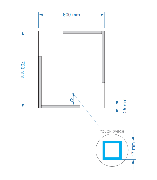 Gliss Design Melite spiegel met LED-verlichting en verwarming 60x70cm