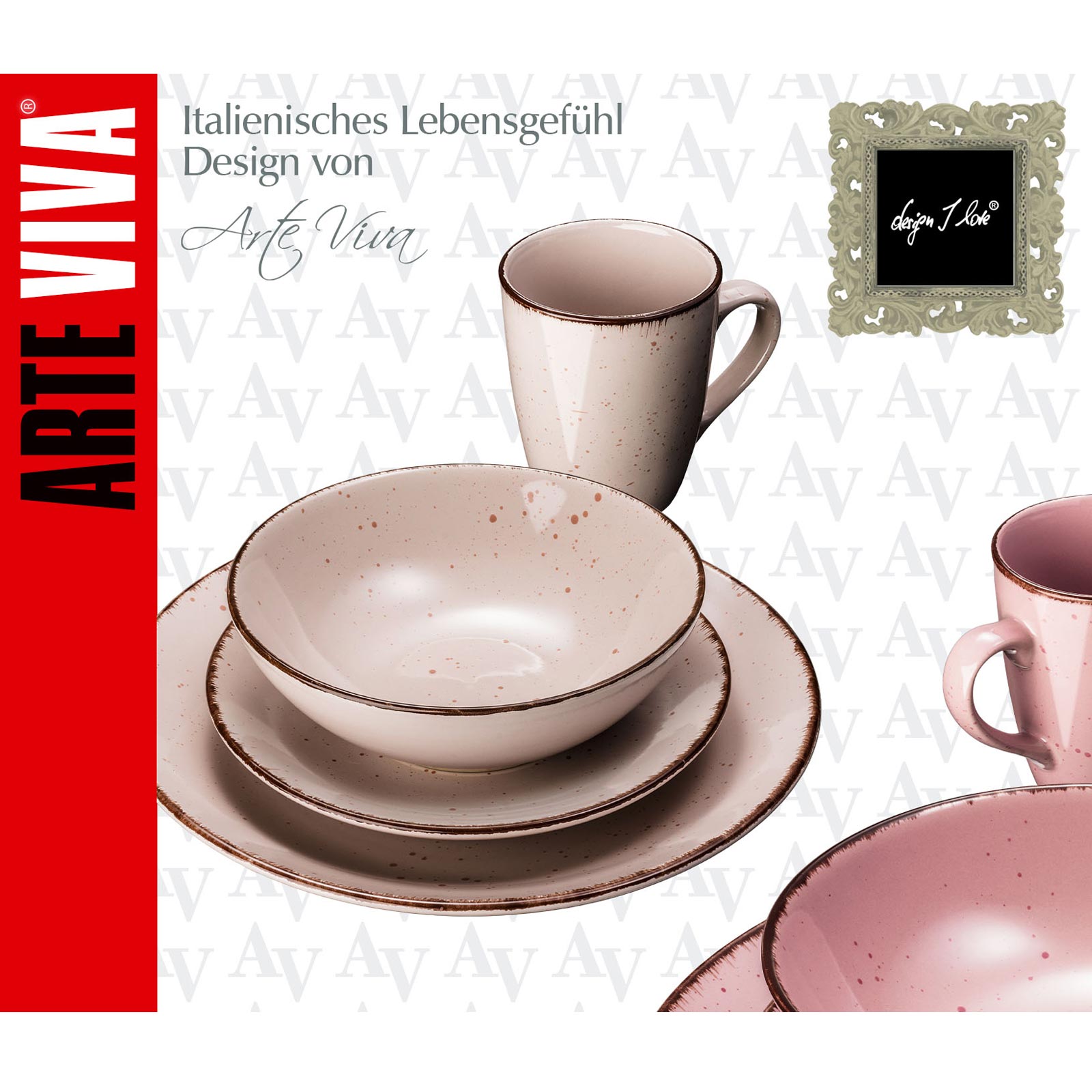 Tafelservice - hellrosa-rosa - 16-teilig