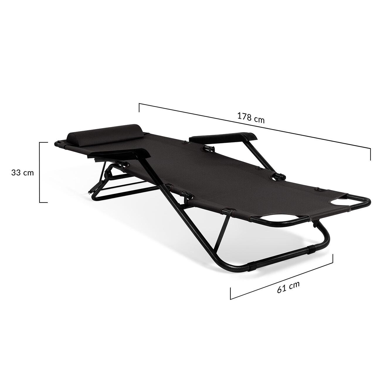 Pratik Garden 2 Transats relax noirs - 178x61x33 cm