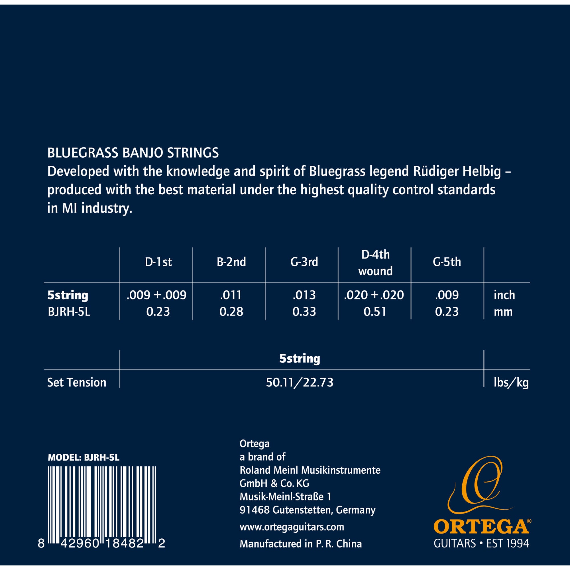 Ortega BJRH-5L Light Tension String Set snaren voor vijfsnarige banjo