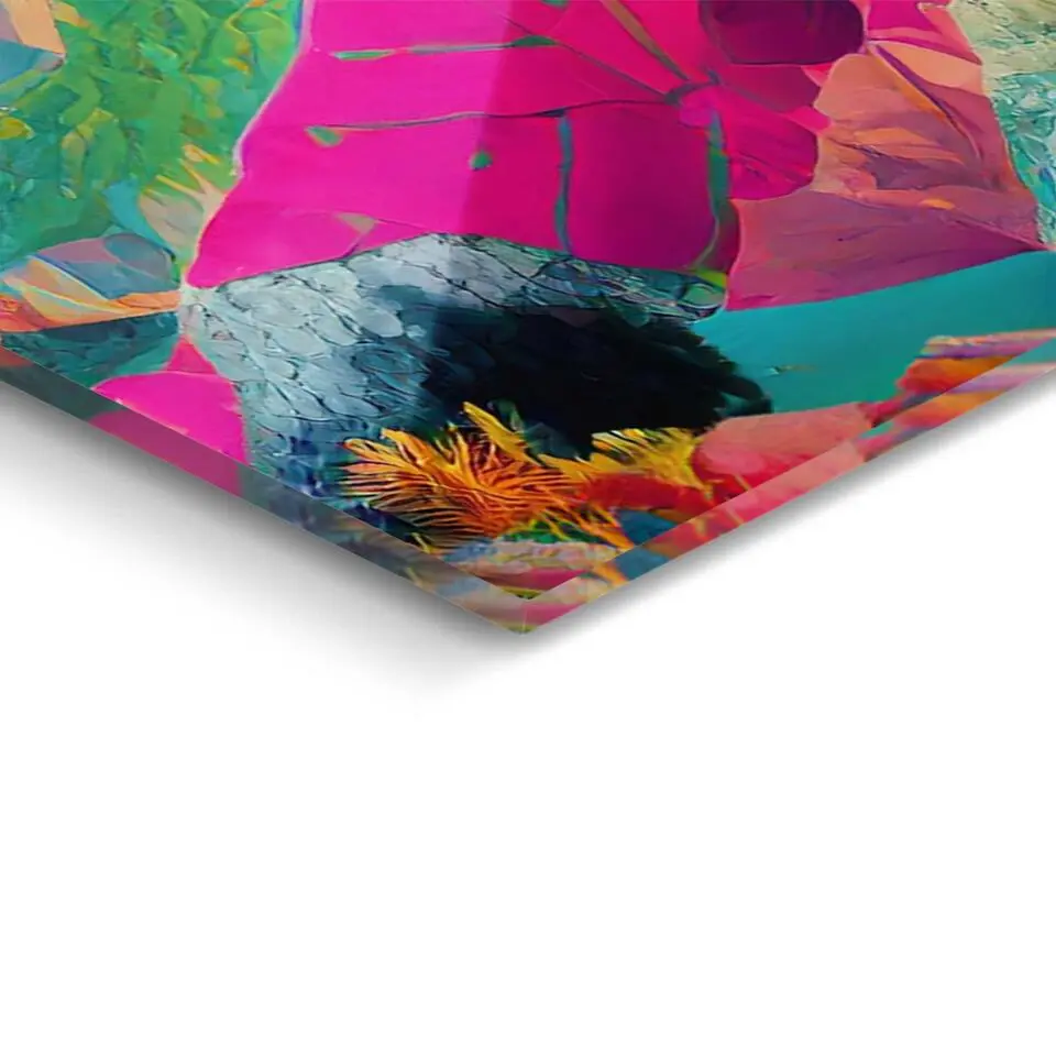Glasschilderij Bright Mountains - 78x116cm - Bont