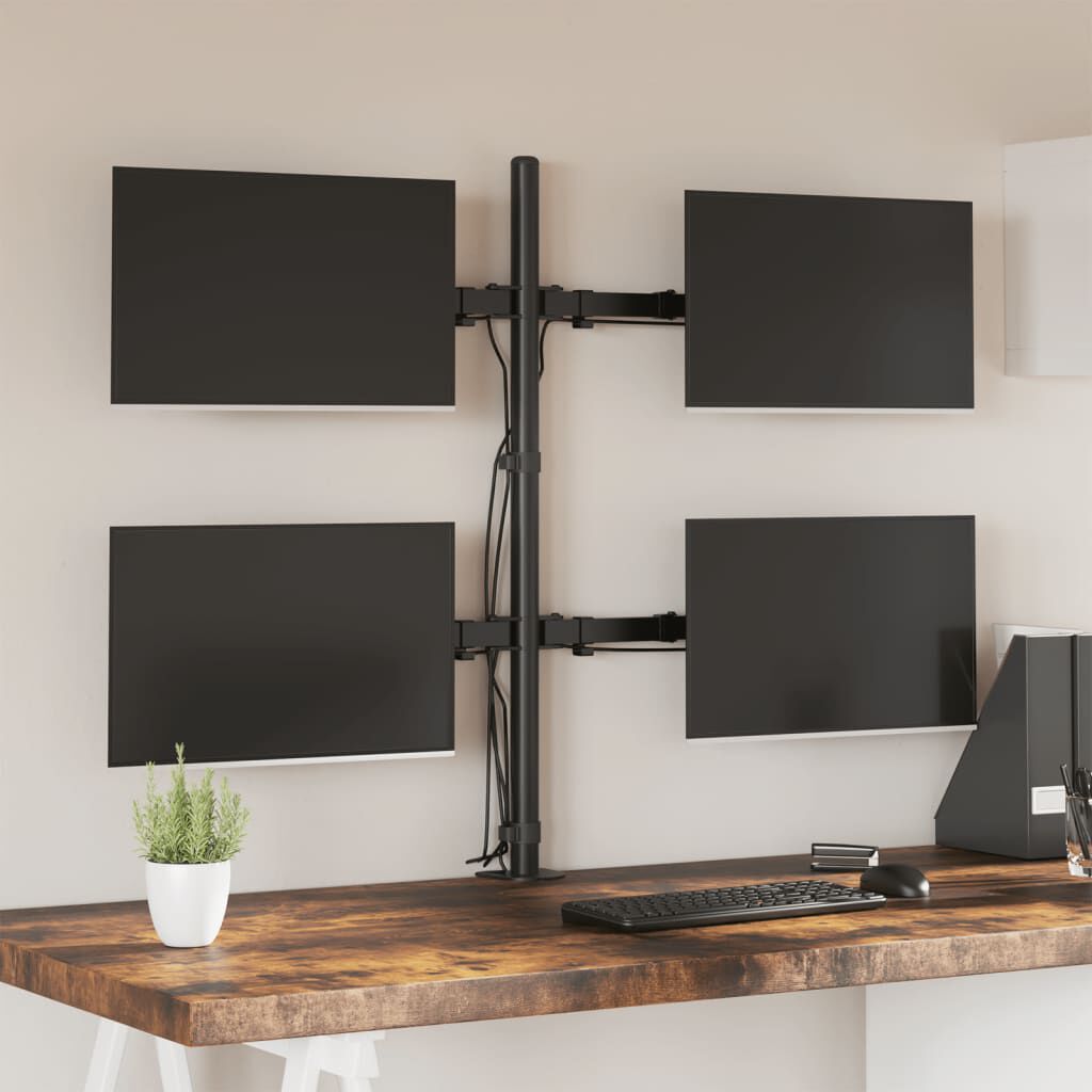 vidaXL Monitorstandaard, zwart, staal, VESA 75/100 mm