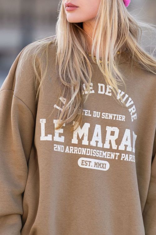 Taupe sweater la joie de vivre