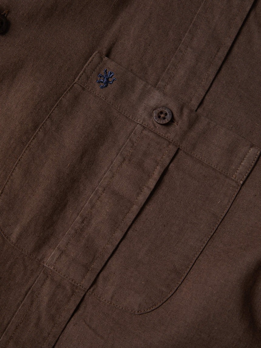 Sobrecamisa em linho e algodão com bolsos