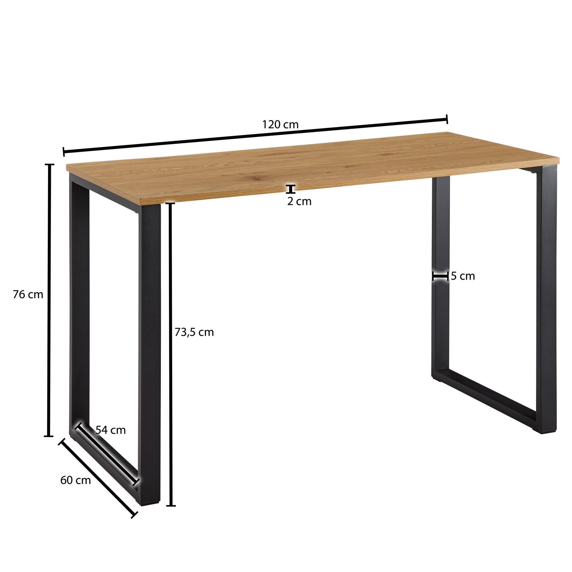 Schreibtisch FineBuy Bürotisch Eiche Schwarz 120x60x76 cm Computertisch Tisch