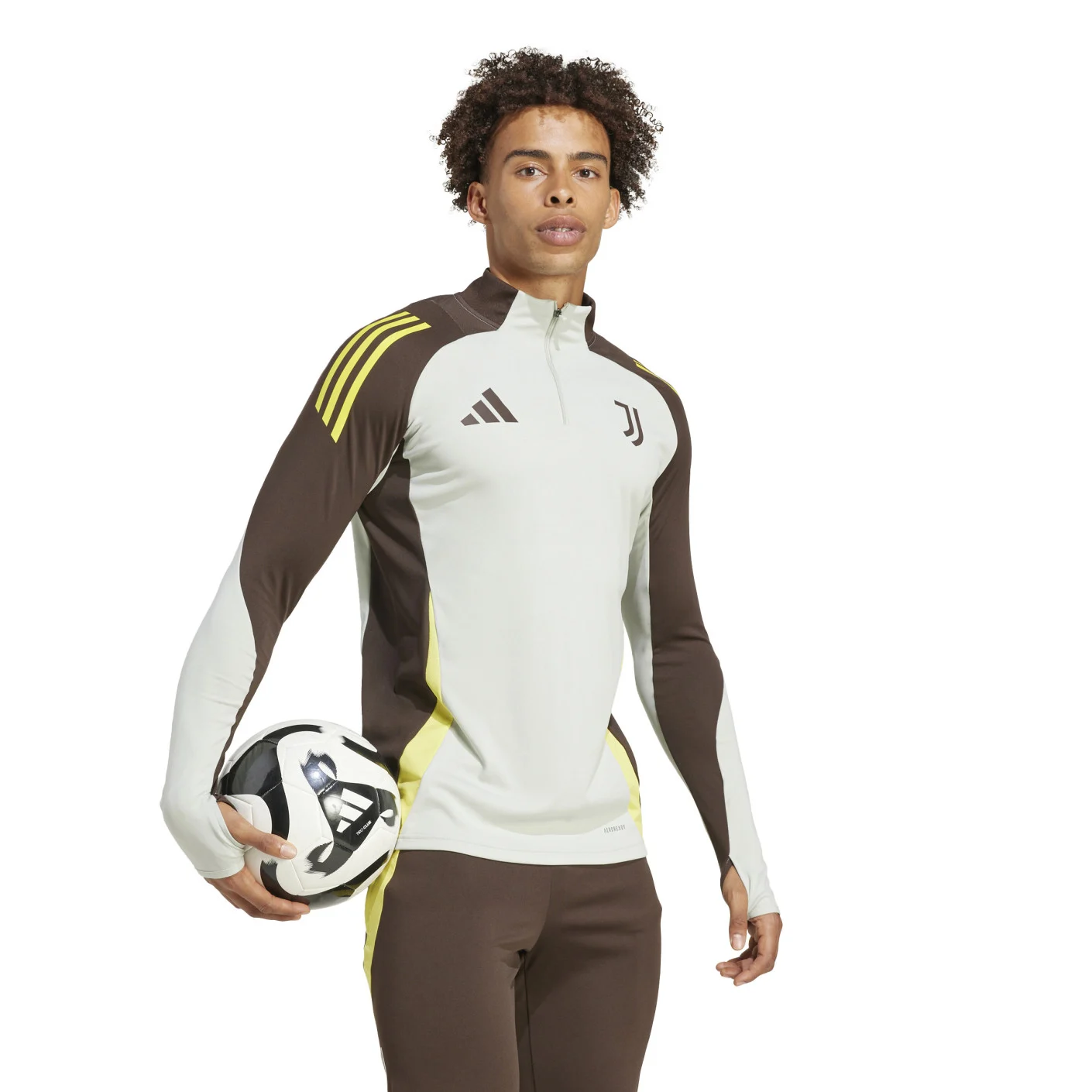 Adidas Juventus Trainingstrui 1/4-Zip Europees 2024-2025 Grijs Bruin Geel