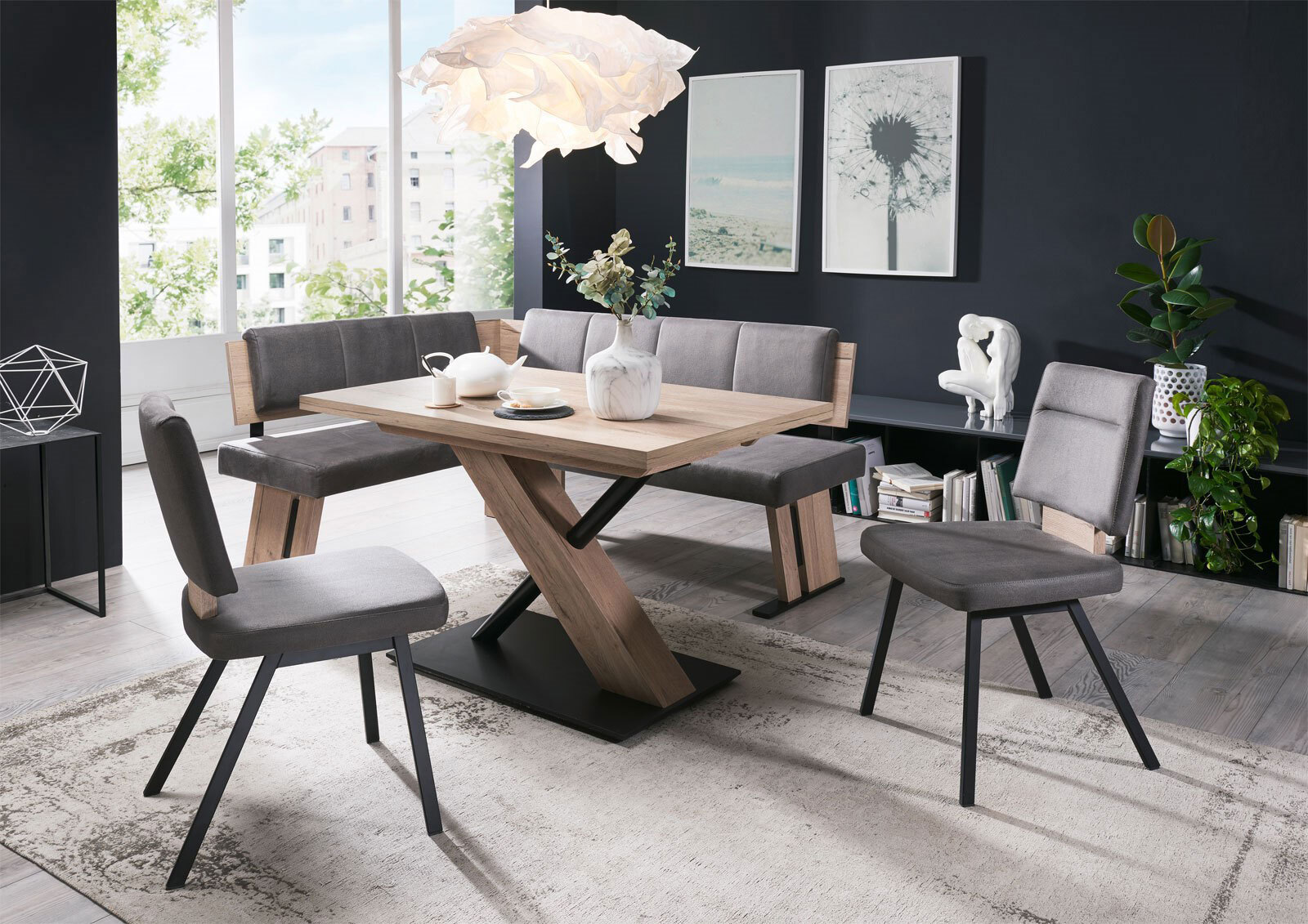Eckbankgruppe ELIMO 4er Set braun/ grau