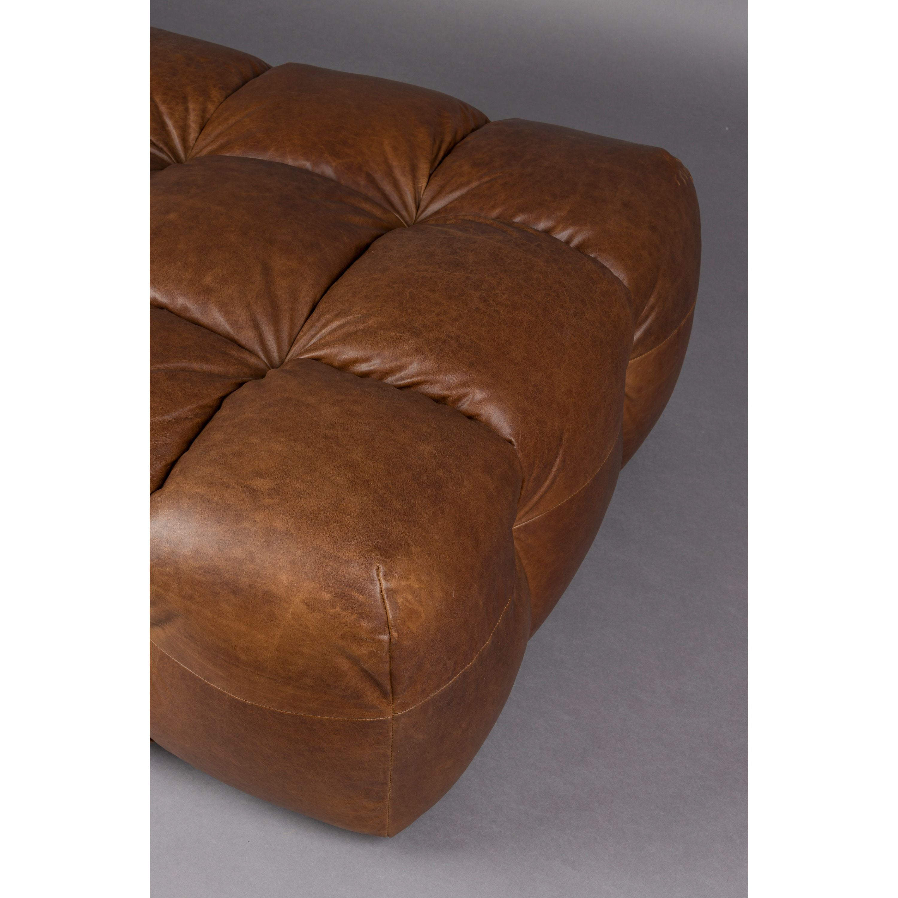 Dutchbone Hackman Hocker Leer Chocolade Bruin