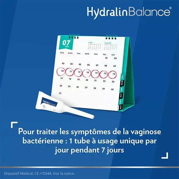 Gel vaginal Hydralin Balance Tripla Ação contra vaginose bacteriana - Embalagem com 2 x 7 tubos