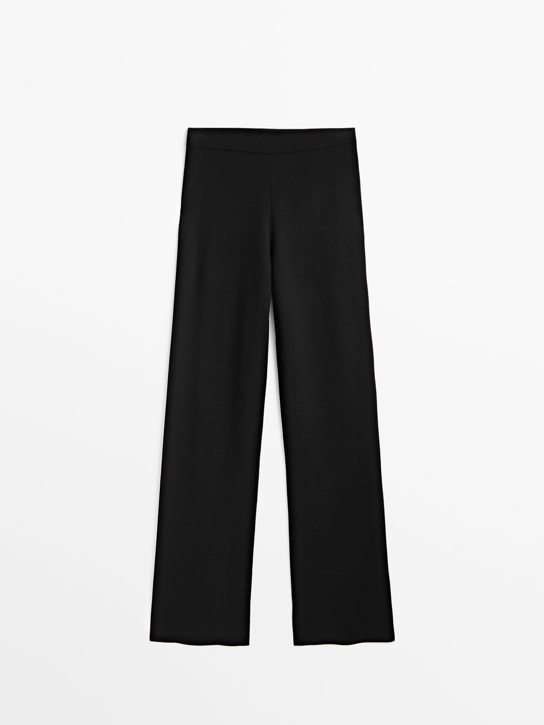 Calça reta de malha preta - PRETA