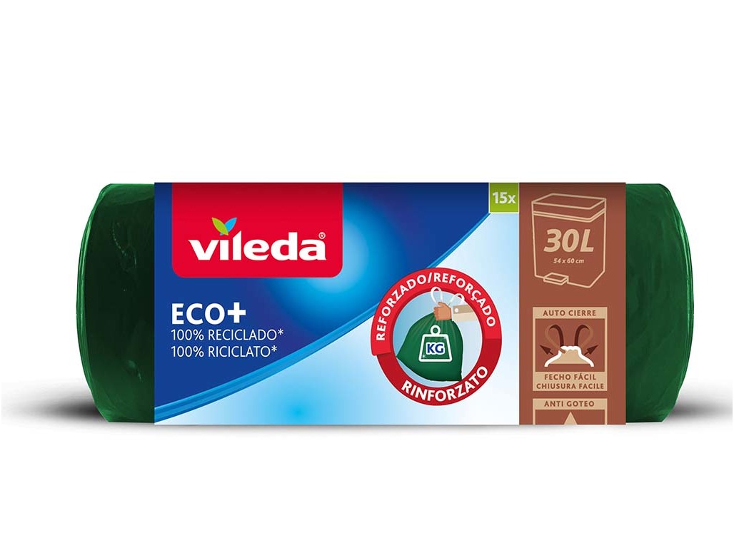 SACOS LIXO VILEDA 100% RECICLADO 30L 15UN