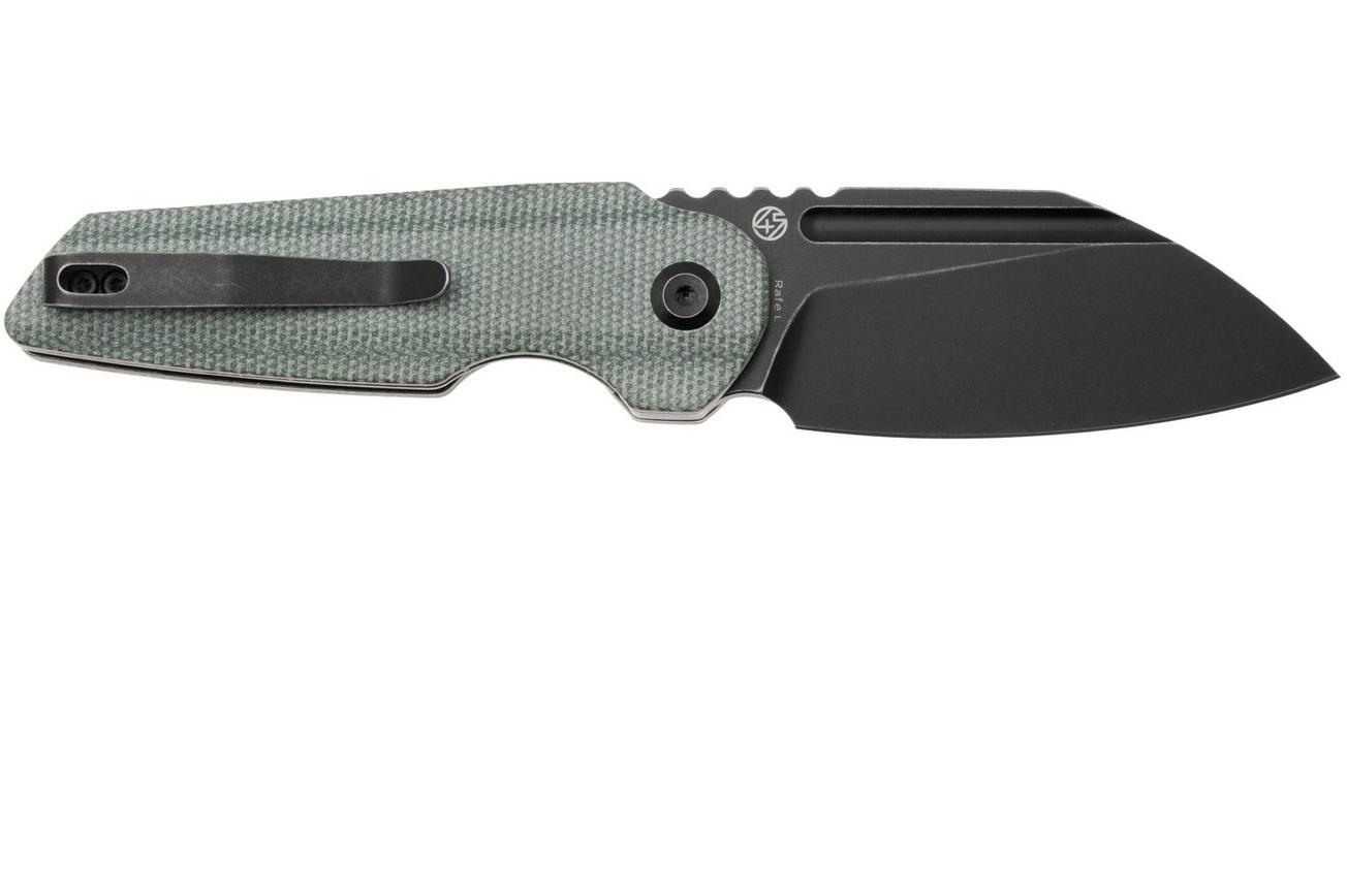 Tenable Knives Rafe L T1048A1 Blackwashed 14C28N, Green Micarta, zakmes, 4T5 design