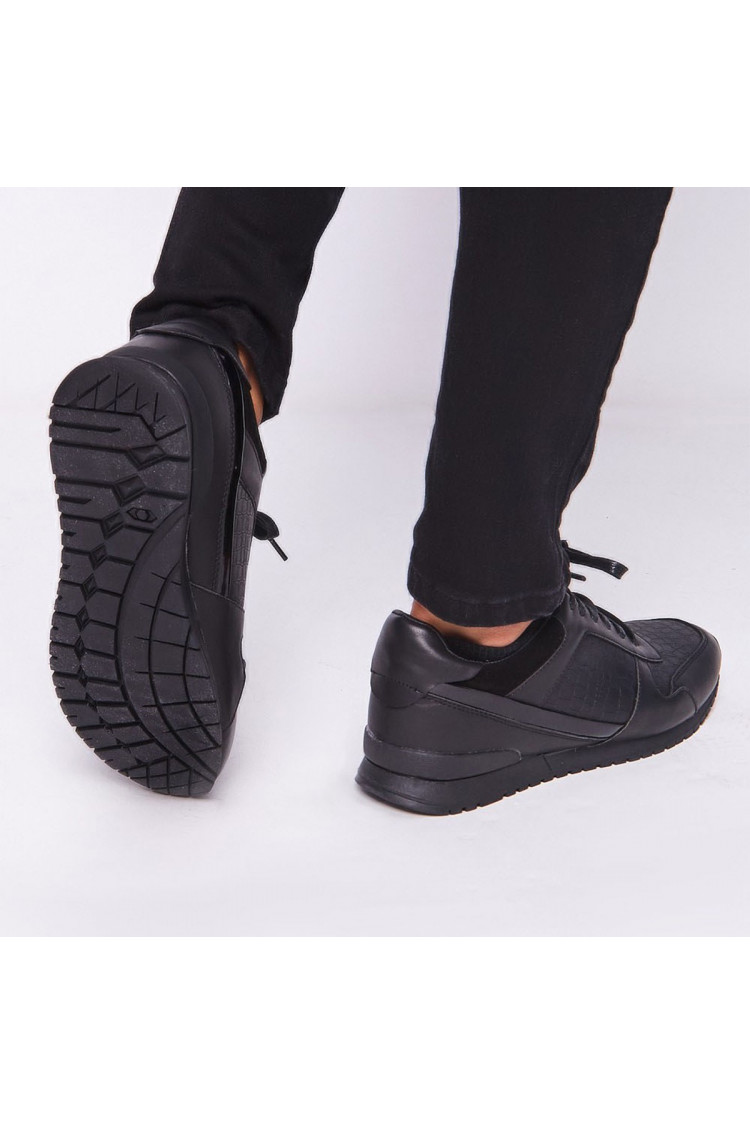 Baskets noires bimatière