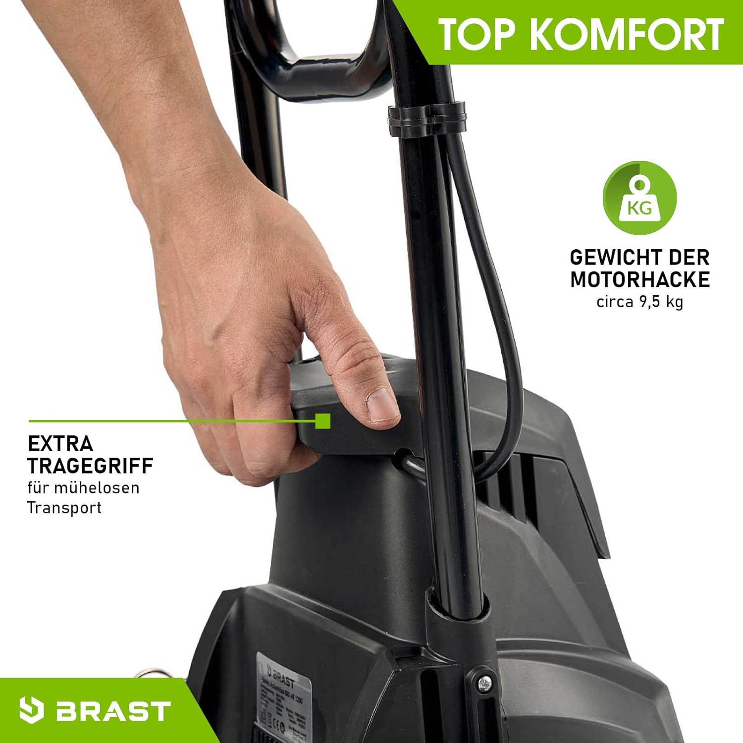 BRAST Motorhacke Gartenfräse Elektro | 1050-1800 Watt | 36-45cm Arbeitsbreite | 4 Modelle | Schutzblech Antiblockierkupplung & Sicherheitsschalter | für kleine bis große Grundstücke | BRE-AF 1200