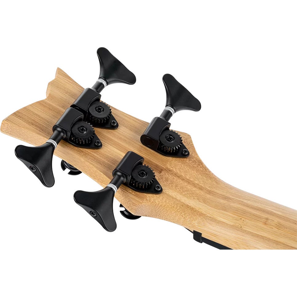 Ortega RUNAB-UB Bamboo Series Short Scale Uke Bass Natural elektrisch-akoestische bas ukelele met gigbag