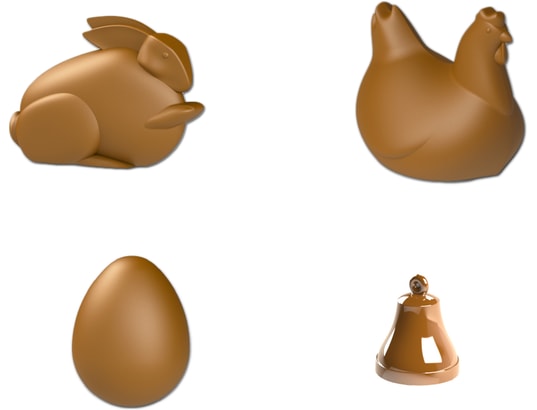 FRIFRI - Moule 3D Lot de 5 moules spécial Pâques pour chocolatière