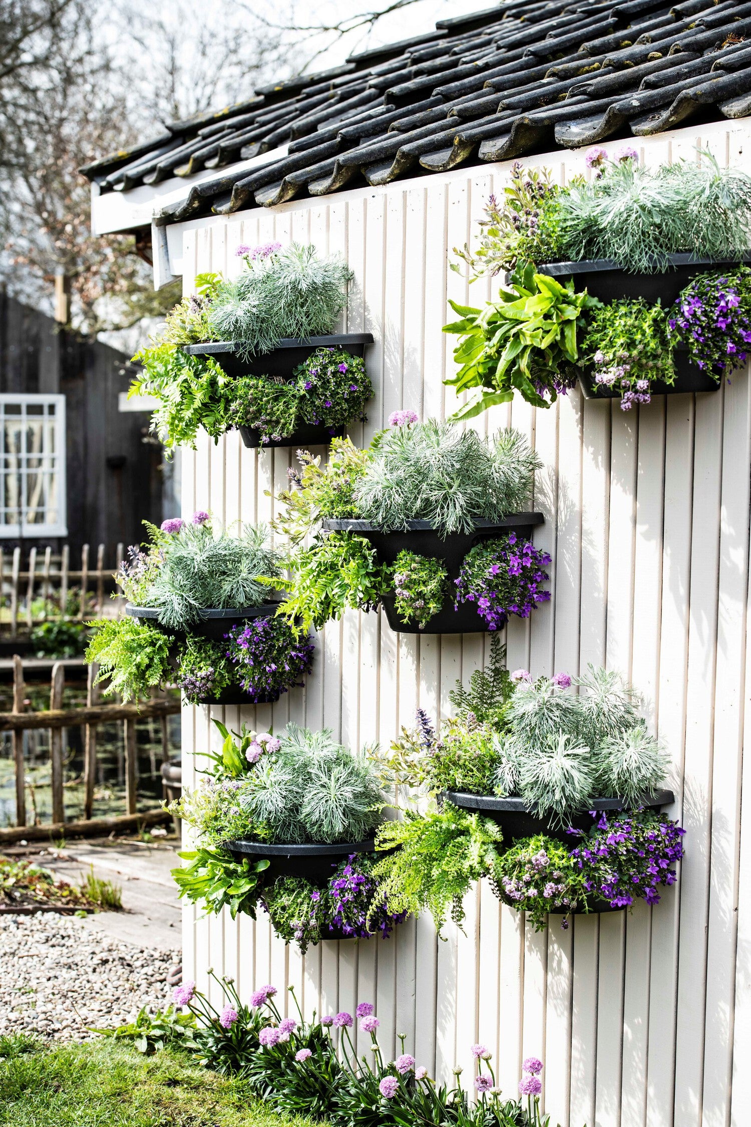 Intratuin muur bloempot zwart 36 x 20 x 30 cm